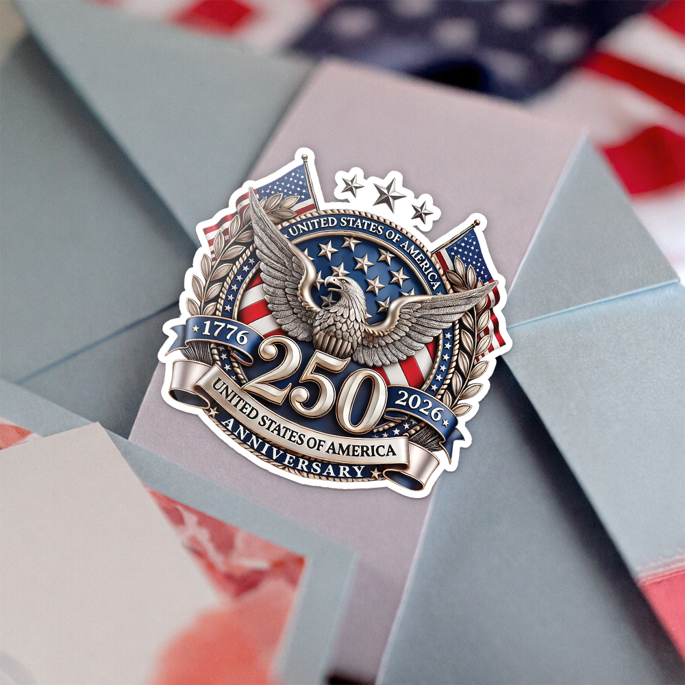 USA 250th Anniversary, 1776-2026 America 250 Emblem Semiquincentennial Roll Sticker HA75 920354