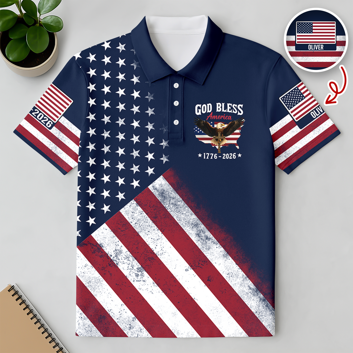 Custom Name 250th United States Of America 1776–2026 Anniversary Patriotic Polo Shirt HO82 901950