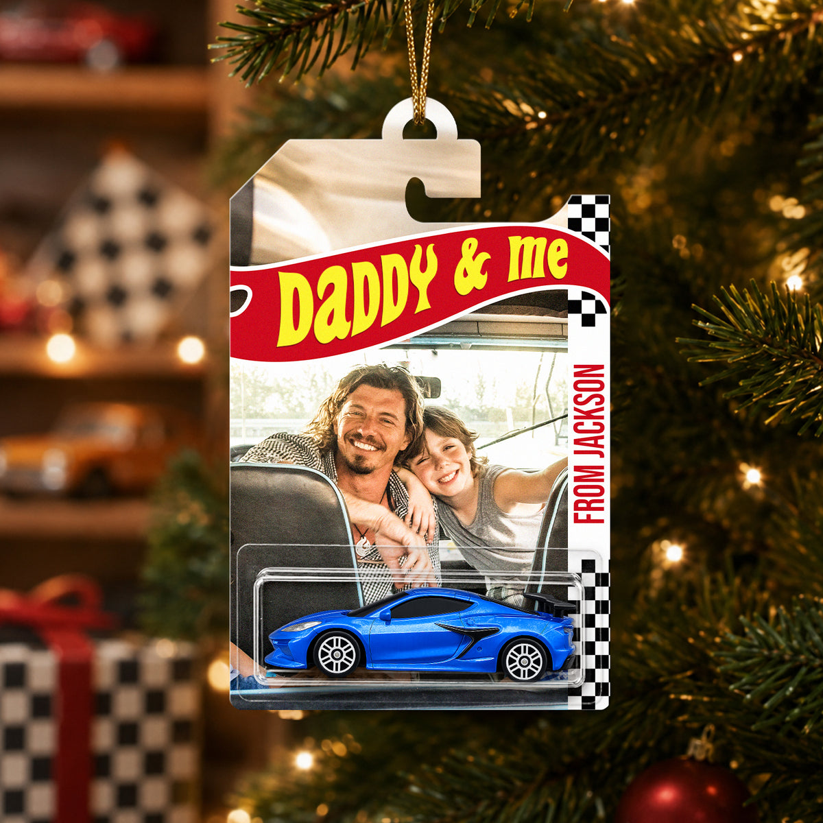 Custom Photo Merry Christmas Dad Wheels Packaging Ornament, Christmas Day Gift LM32 669673