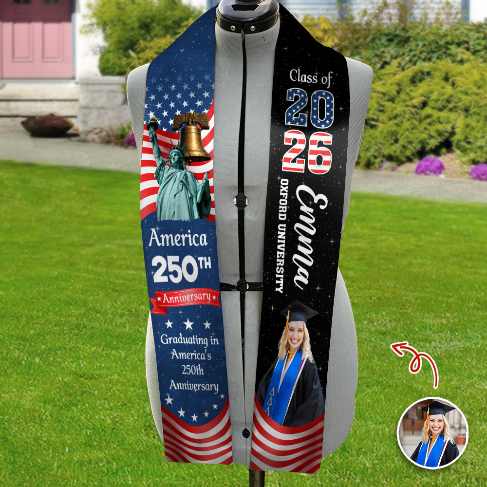 Custom Photo Graduation In America's 250th Anniversary Graduation Stoles CH07 910572