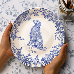 Custom Dog Breeds Chinoiserie Toile De Jouy Style Personalized Ceramic Plate HA75 892532