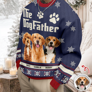 Custom Photo The Dogfather - Personalized Christmas Ugly Sweater CH07 896678