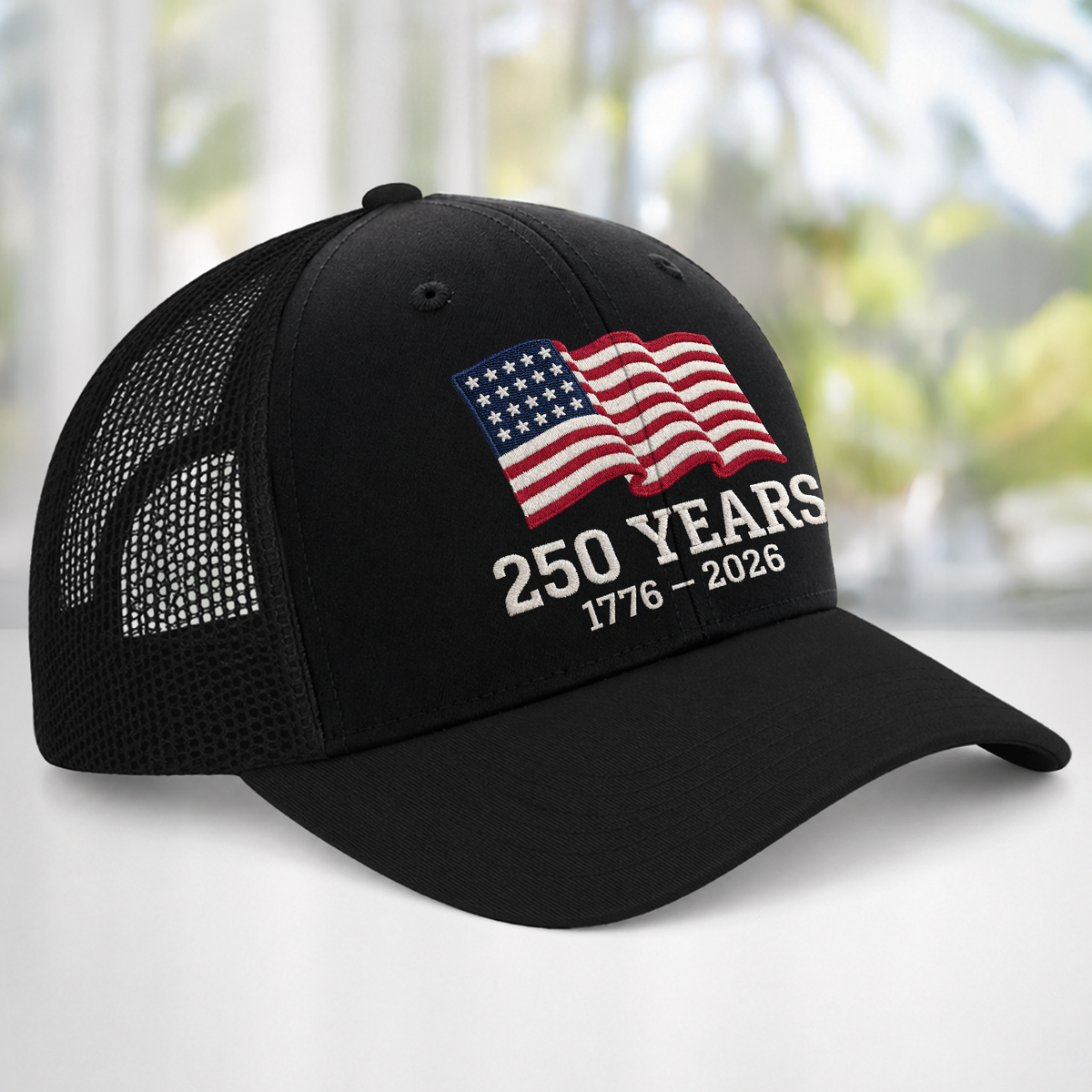 America Flag 250 Years Anniversary  1776-2026 Embroidered Trucker Hat CH07 911912