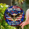 Custom Family Name Patriotic 250th Anniversary God Bless America Eagle 1776–2026 Stained Glass Suncatcher HO82 901484
