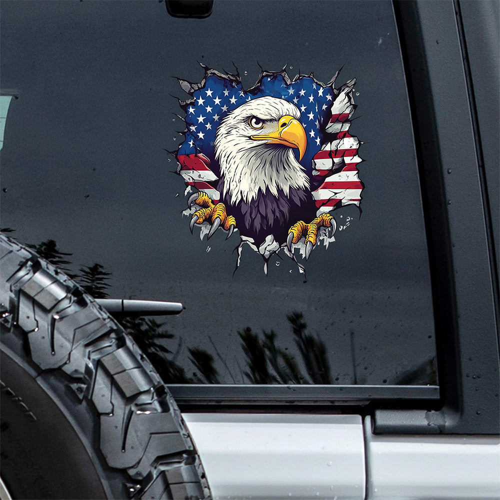 American Eagle With Flag Patriotic Car Window Decal Sticker HA75 898388