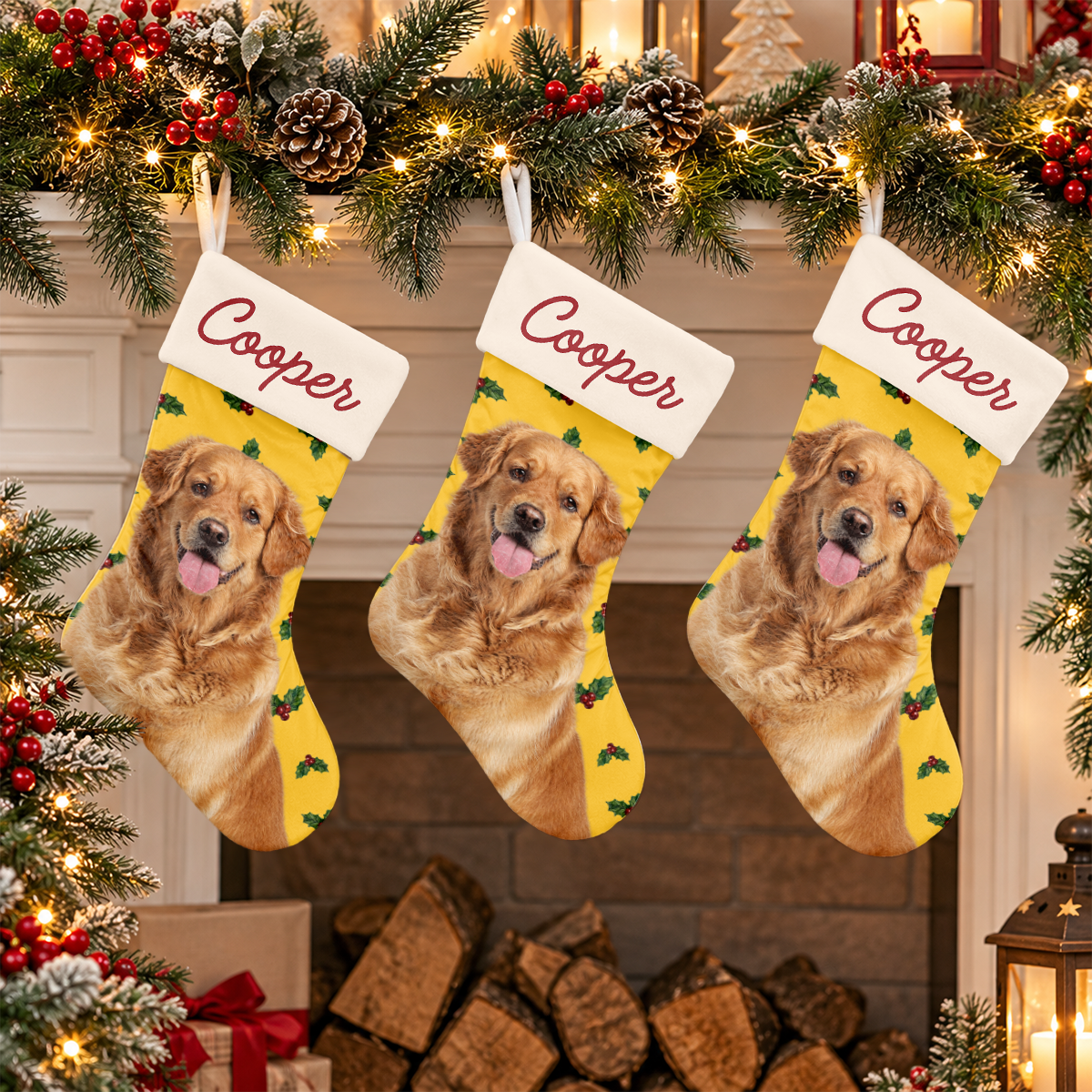 Personalized Dog Photo And Name Christmas Stocking, Holiday Decoration Gift LM32 670479