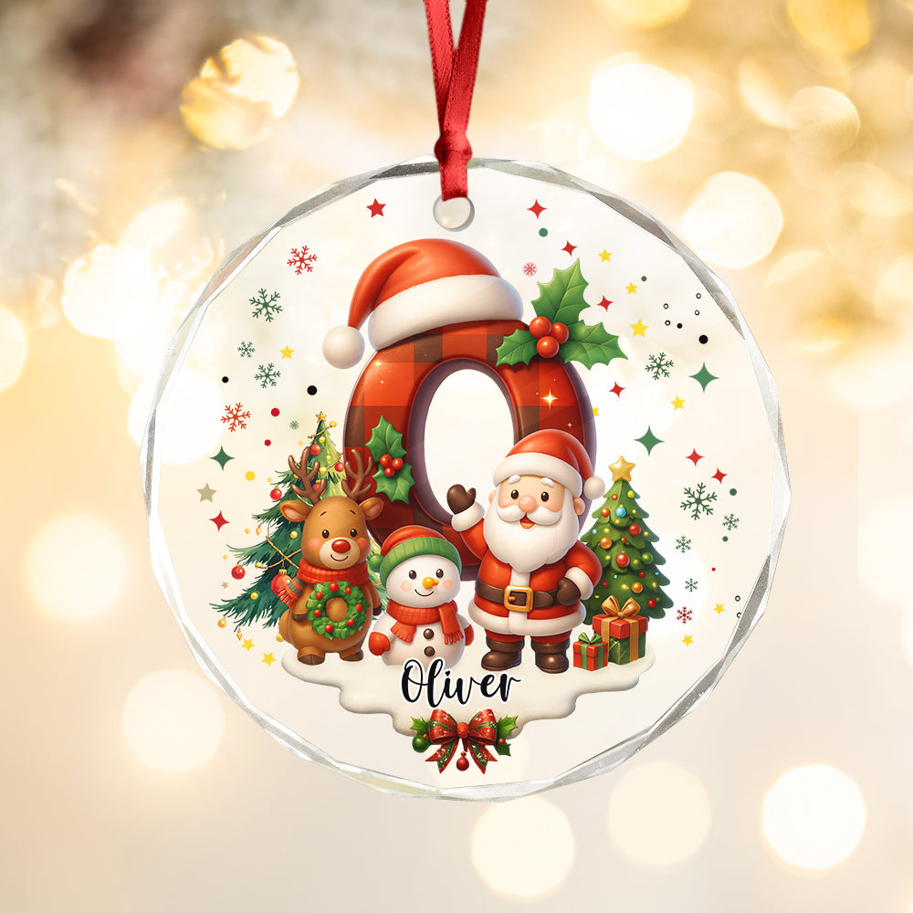 Custom Alphabet Personalized Christmas Glass Ornament HA75 897564