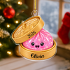 Custom Name Glitter Dumpling Bamboo Steamer Acrylic Ornament, Holiday Keepsake HO82 903730