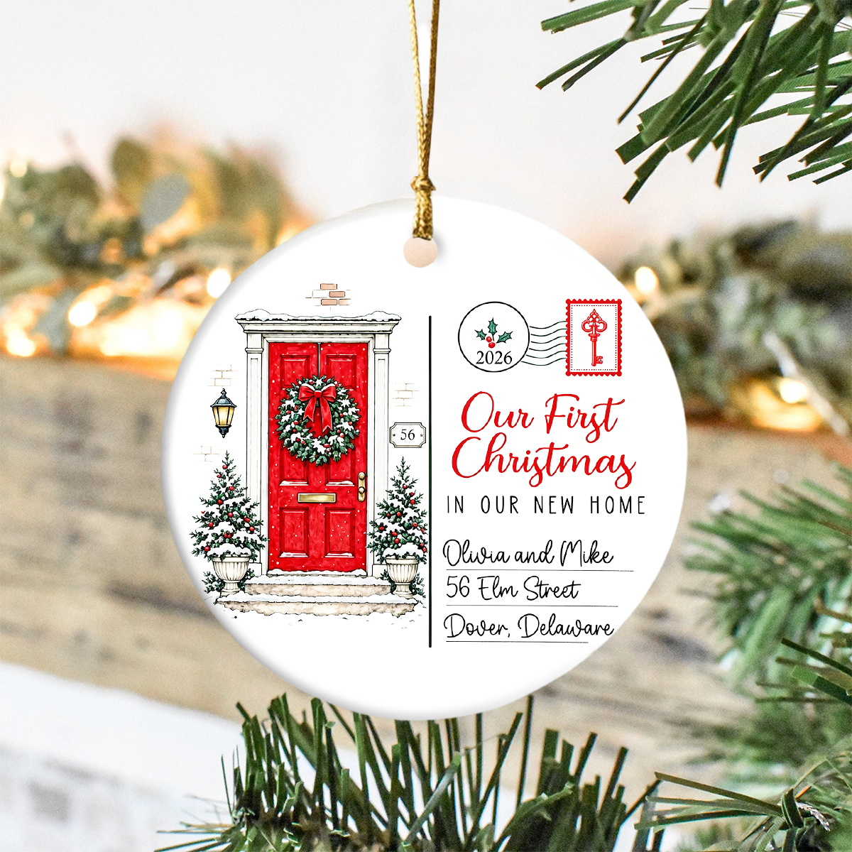 Personalized First Christmas In Our New Home Ceramic Ornament, Housewarming Christmas Keepsake TH10 171557