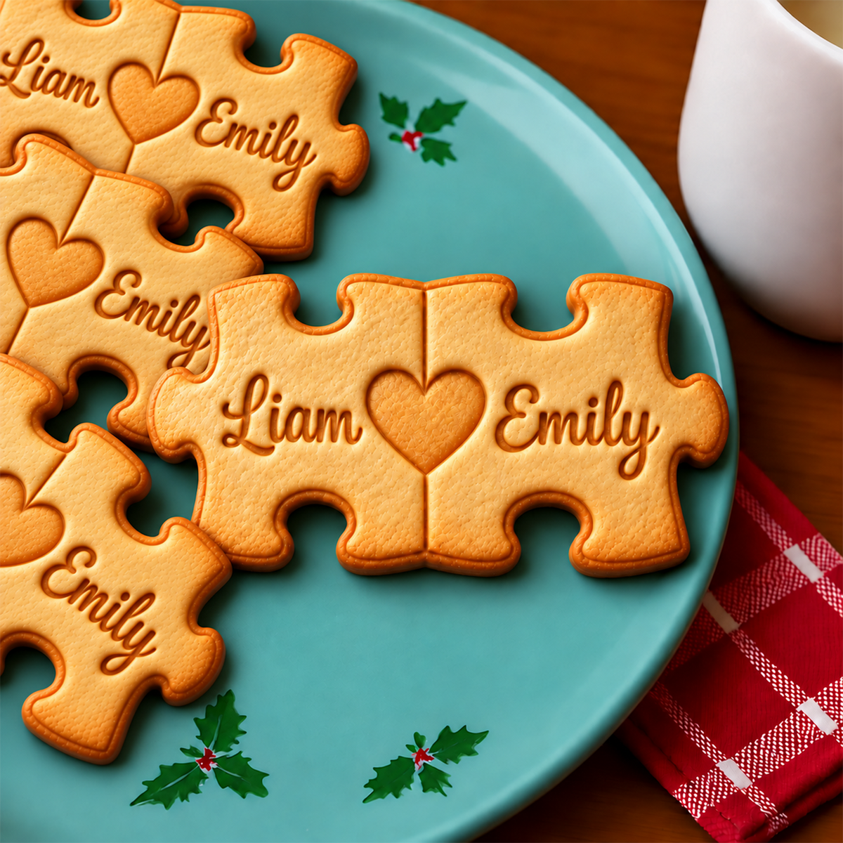 Personalized Couple Puzzle Shaped Cookie Stamp for Loved Ones HO82 904192