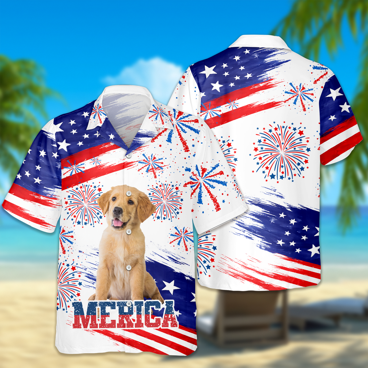 Custom Dog Photo Merica Hawaii Shirt TH10 169079