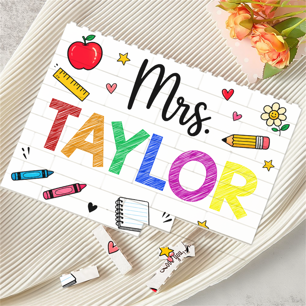 Custom Teacher Name Building Block Plaque Back to School Classroom Decor TH10 170281