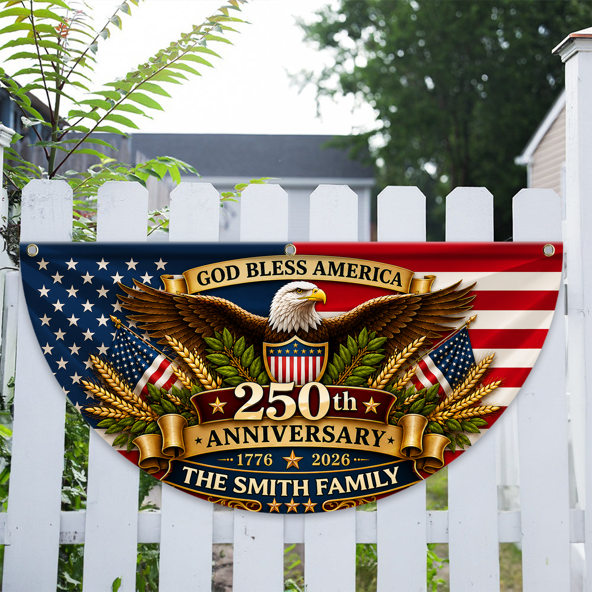 God Bless America Custom Family Name USA 250th Anniversary Fan Flag CH07 911850