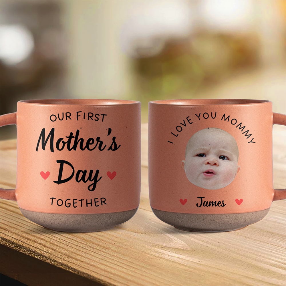 Custom Photo Our First Mother's Day Together Pottery Mug - Personalized Gift for New Mom LM32 899625