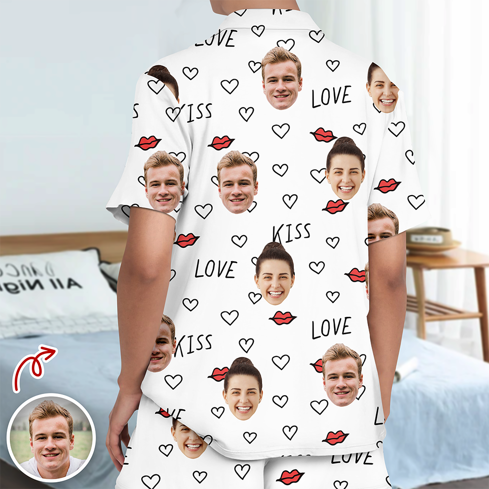 Custom Couple Photo Short Pajamas Matching Couple Clother, Valentine Gift CH07 895418