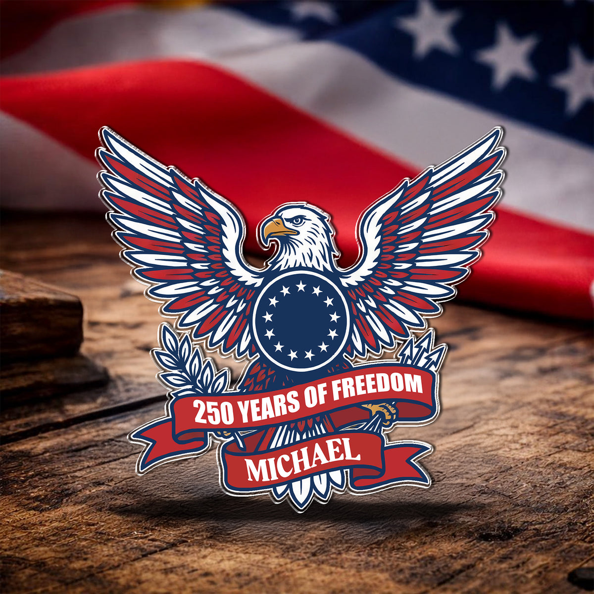 Eagle USA 250th Anniversary 1776-2026 Semiquincentennial Patriotic Acrylic Pin HO82 901802