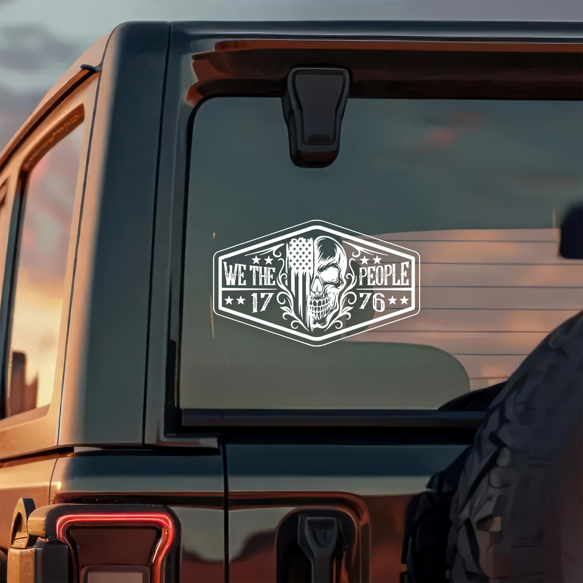 Patriotic We the People USA Flag Skull America 1776 Car Window Decal Sticker HA75 898966