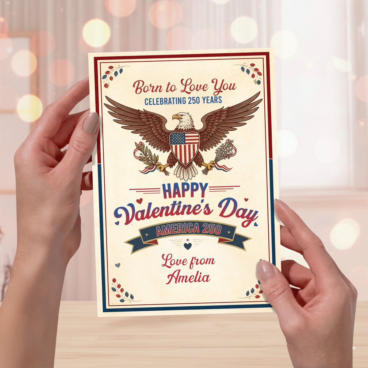 Personalized Name Born To Love You - 250 Years Of Freedom and Valentine Card Patriotic Gift LM32 897855