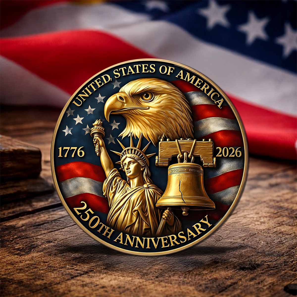 Personalized America 1776-2026 250 Years Anniversary Stainless Steel Metal Pin LM32 899521