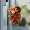 Cute Monkey Hugging Plush Acrylic Keychain, Baby Monkey Punch Keychain CH07 910868