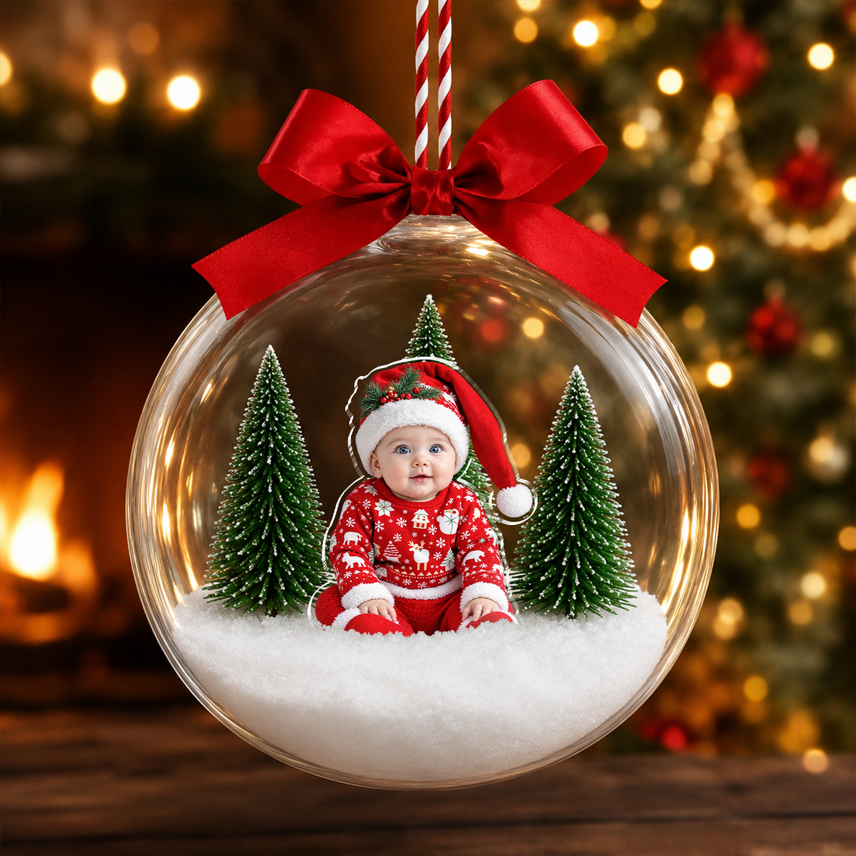 Custom Baby Photo Christmas 3D Acrylic Ball Ornament CH07 180592