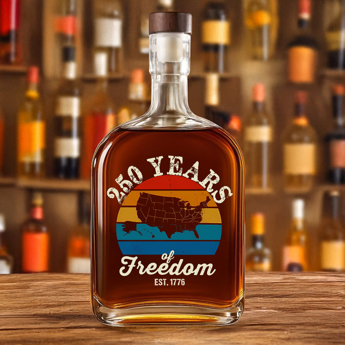 Custom Dog Photo 250 Years of Freedom EST. 1776 Whiskey Bottle LM32 895327