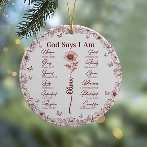 God Says You Are Christian Toile De Jouy Style - Personalized Ceramic Ornament HA75 897158