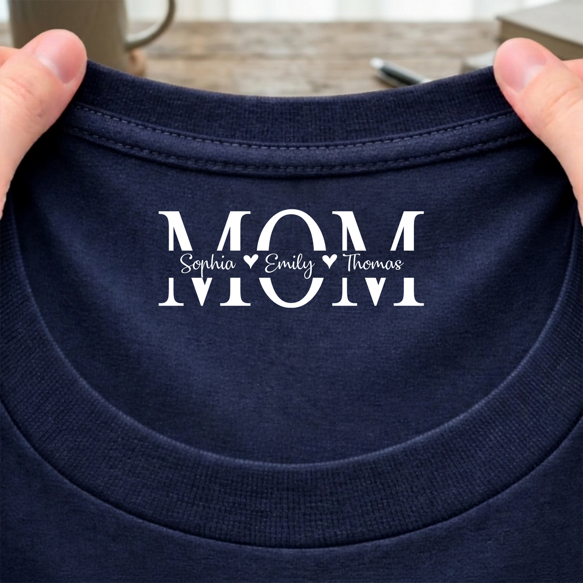 Personalized Mom Neck Print Shirt With Kid Name, Mothers Day Gift CH07 910928