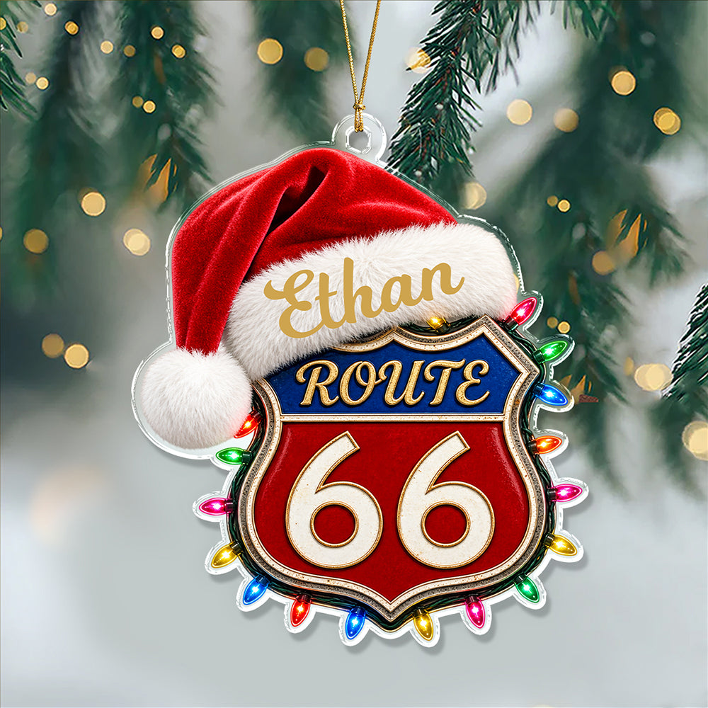 Custom Name Route 66 Acrylic Ornament, Christmas Decor For Car Lover TH10 171279