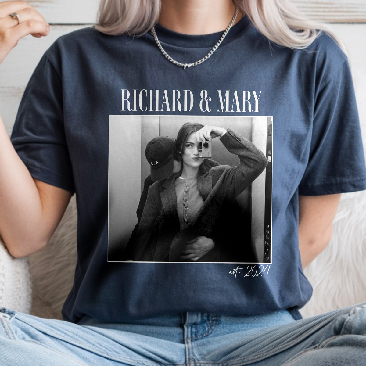 Custom Couple Photo Vintage Comfort Color Shirt Couple Gift CH07 899386