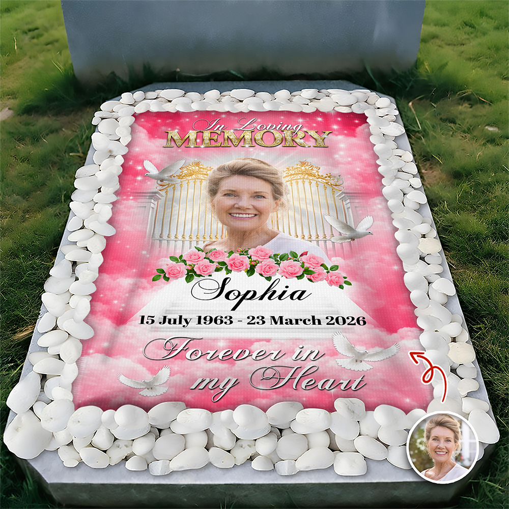 Custom Photo In Loving Memory Memorial Grave Blanket – Personalized Sympathy Gift CH07 910672