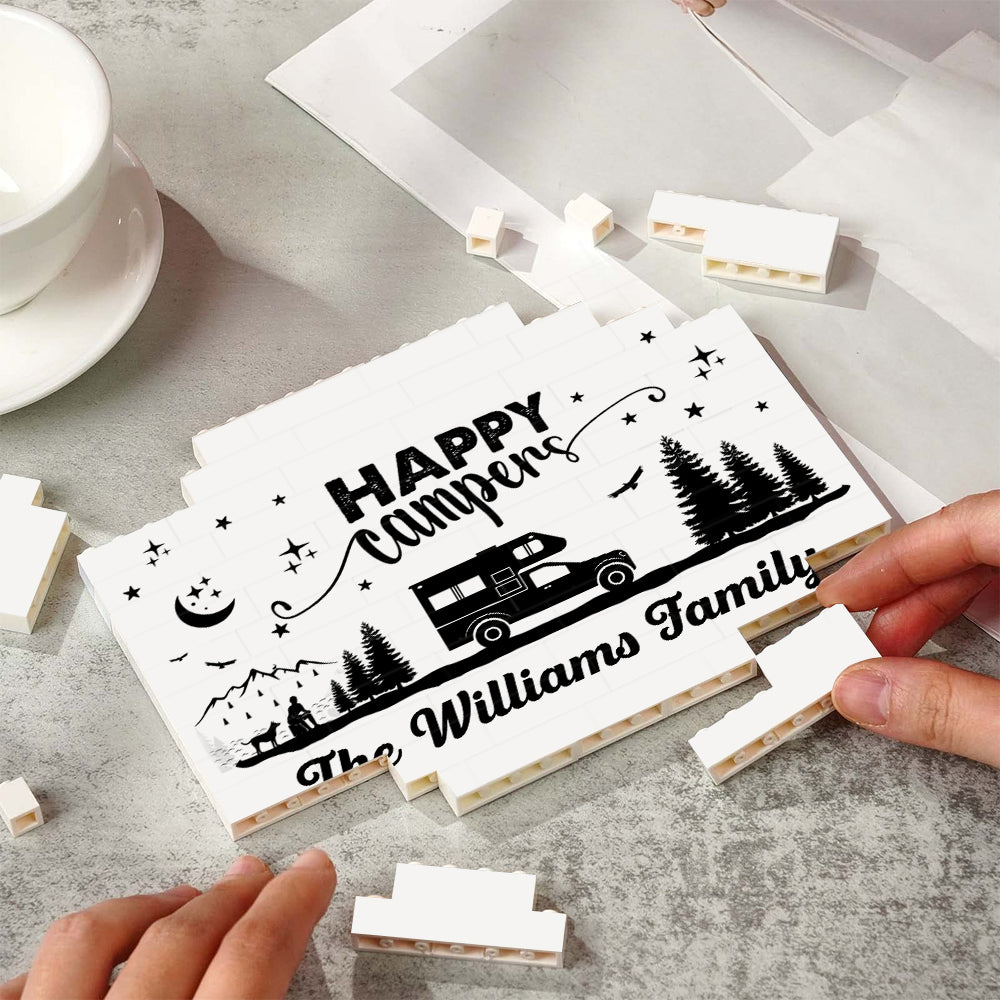 Custom Happy Campers Building Block Plaque - Personalized Camping Gift For Families TH10 170467