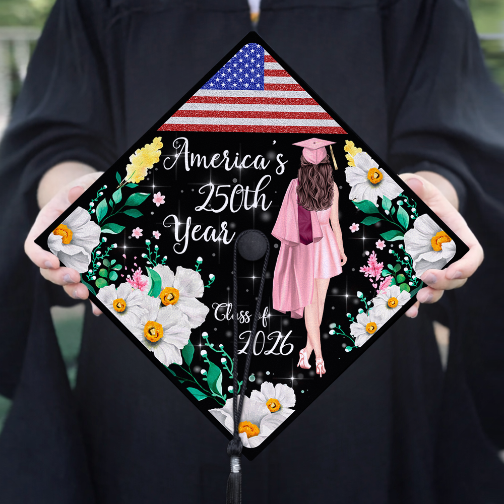 Personalized America 250th Anniversary Class of 2026 Graduation Cap Topper TH10 169225