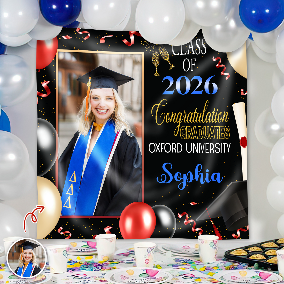Custom Photo Congratulation Graduates Class of 2026 Backdrop TH10 898555