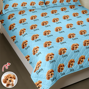 Custom Photo And Name Quilt Bedding Set For Dog Lover TH10 896677