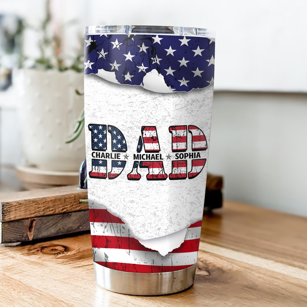 Custom Kid Name With America Dad Tumbler TH10 894035