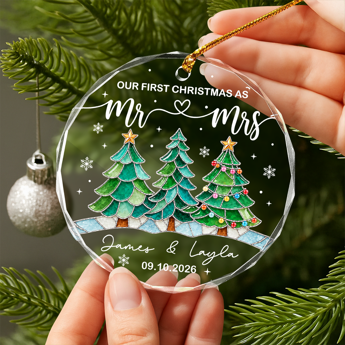 Personalized Our First Christmas As Mr & Mrs Glass Ornament Couple Christmas Gift LM32 669983