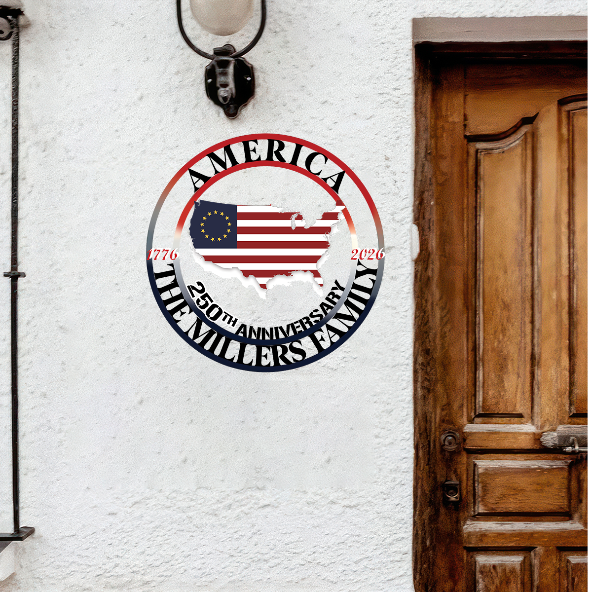 Personalized Family Name America 250th Anniversary Monogram Metal Sign HA75 920032