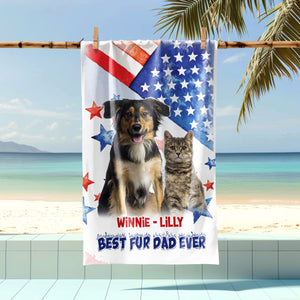 Custom Photo Best Dog Dad Mom Ever Beach Towel Summer Gift For Dog Lovers Cat Lovers CH07 895798