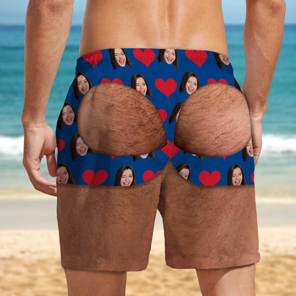 Personalized Custom Face Swim Trunks, Funny Girlfriend Photo Beach Shorts for Men, Vacation Gift HO82 903126