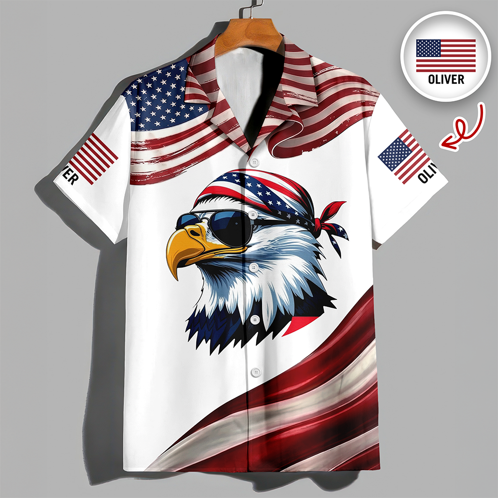 Custom Name USA 250th Anniversary Eagle Hawaii Shirt - Personalized Patriotic America 1776-2026 HO82 902082