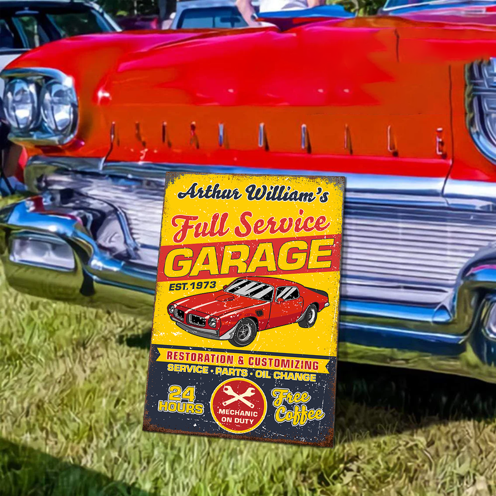 Custom Car Photo Garage Metal Sign Full Service Garage Sign CH07 896278