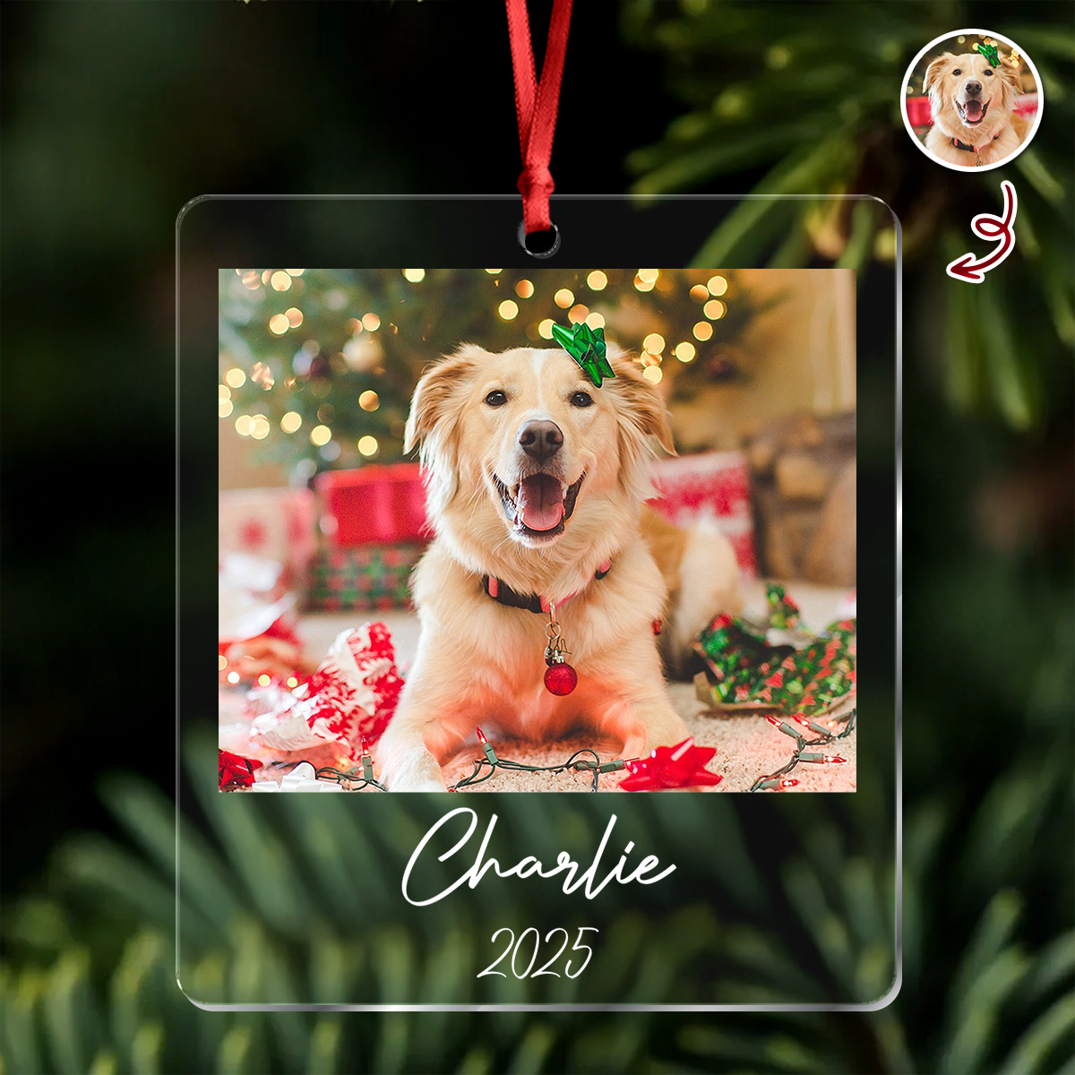 Custom Dog Photo Acrylic Ornament Christmas Gift For Dog Lovers LM32 895769