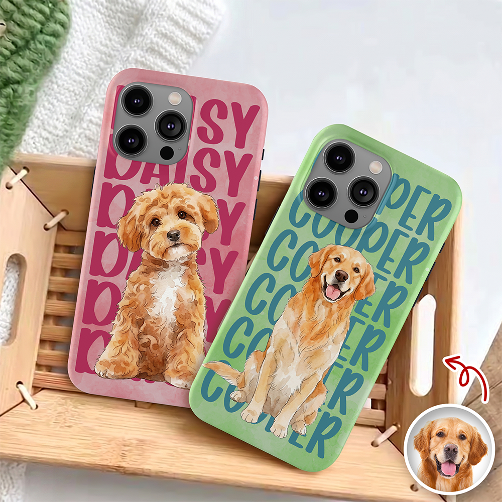 Custom Pet Portrait & Name Watercolor Style Gift For Pet Owners Phone Case TH10 170277