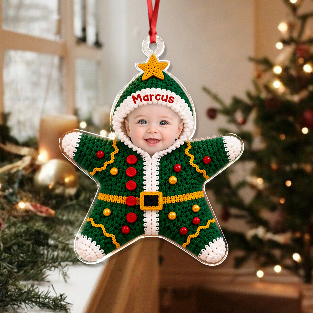 Personalized Baby Christmas Costume Star Acrylic Ornament, Cute Christmas Keepsake Gift For Kids CH07 180842