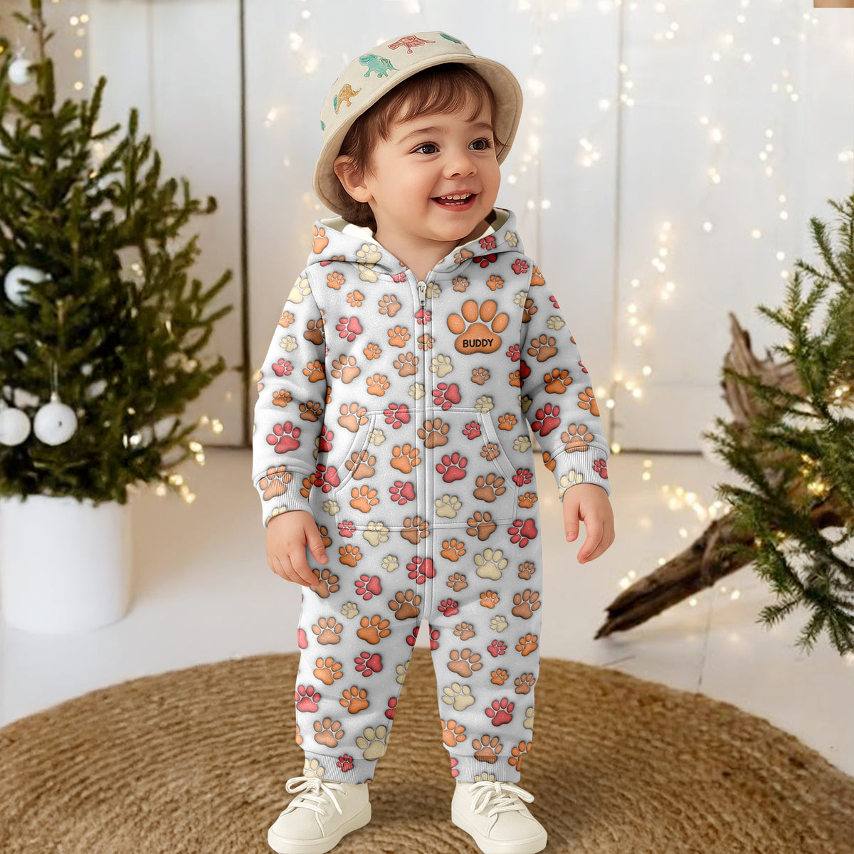 Custom Name On Dog Paw 3D Effect Personalized Onesie Pajamas TH10 896645