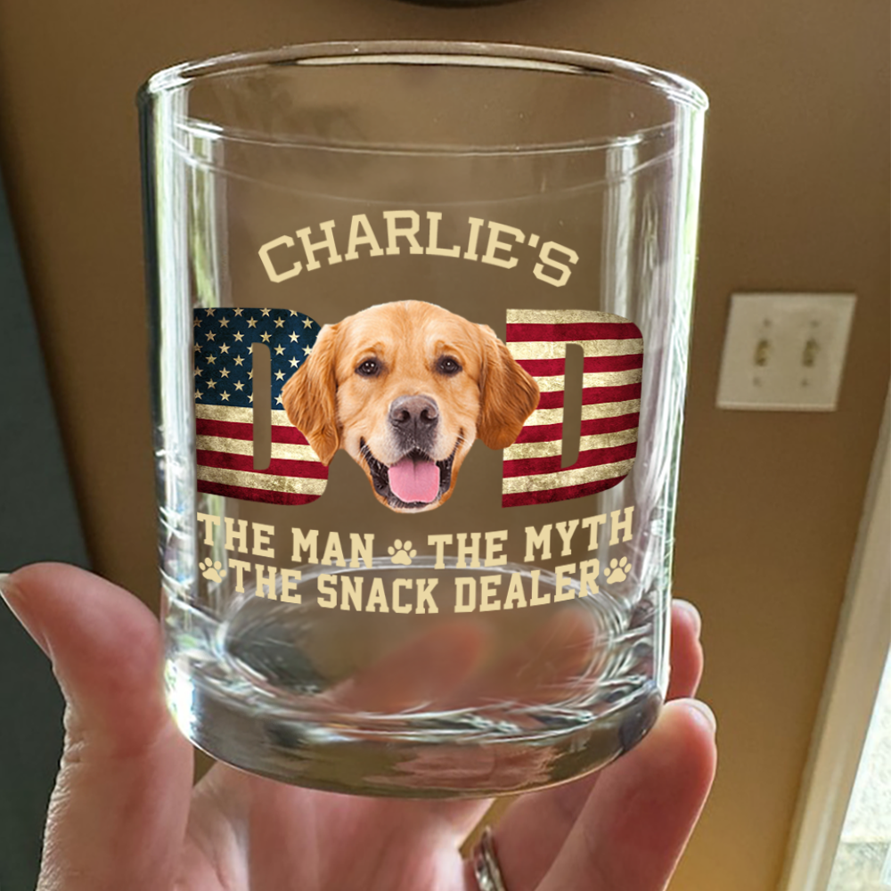 Custom Photo Dog Dad The Man The Myth American Flag Dad Rock Glass HA75 892272