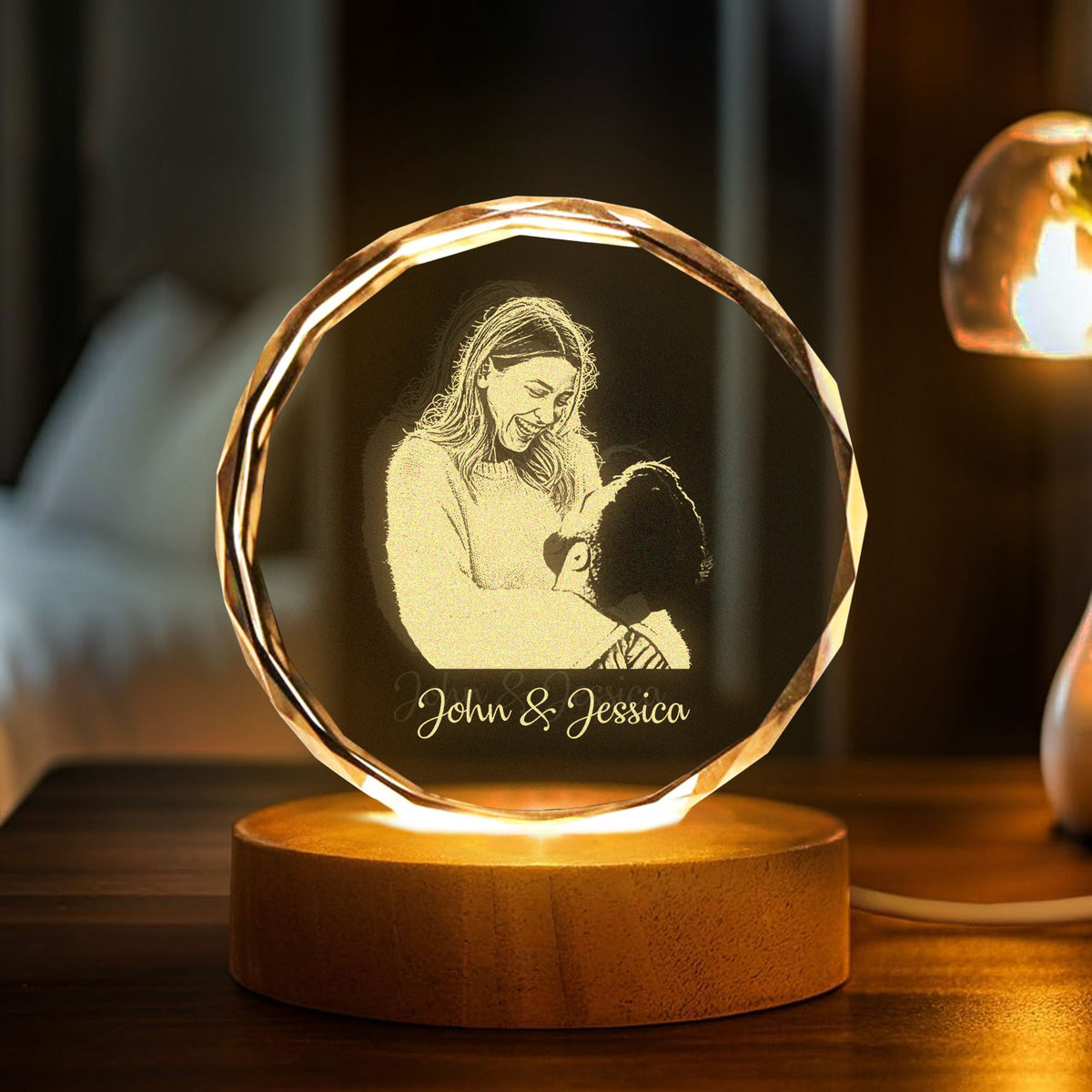 Custom Family Photo Engraved Crystal Photo With Light TH10 898179