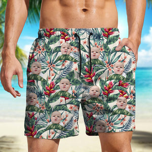 Custom Human Photo Hawaii In The Air Family Man's Beach Short HO82 894274
