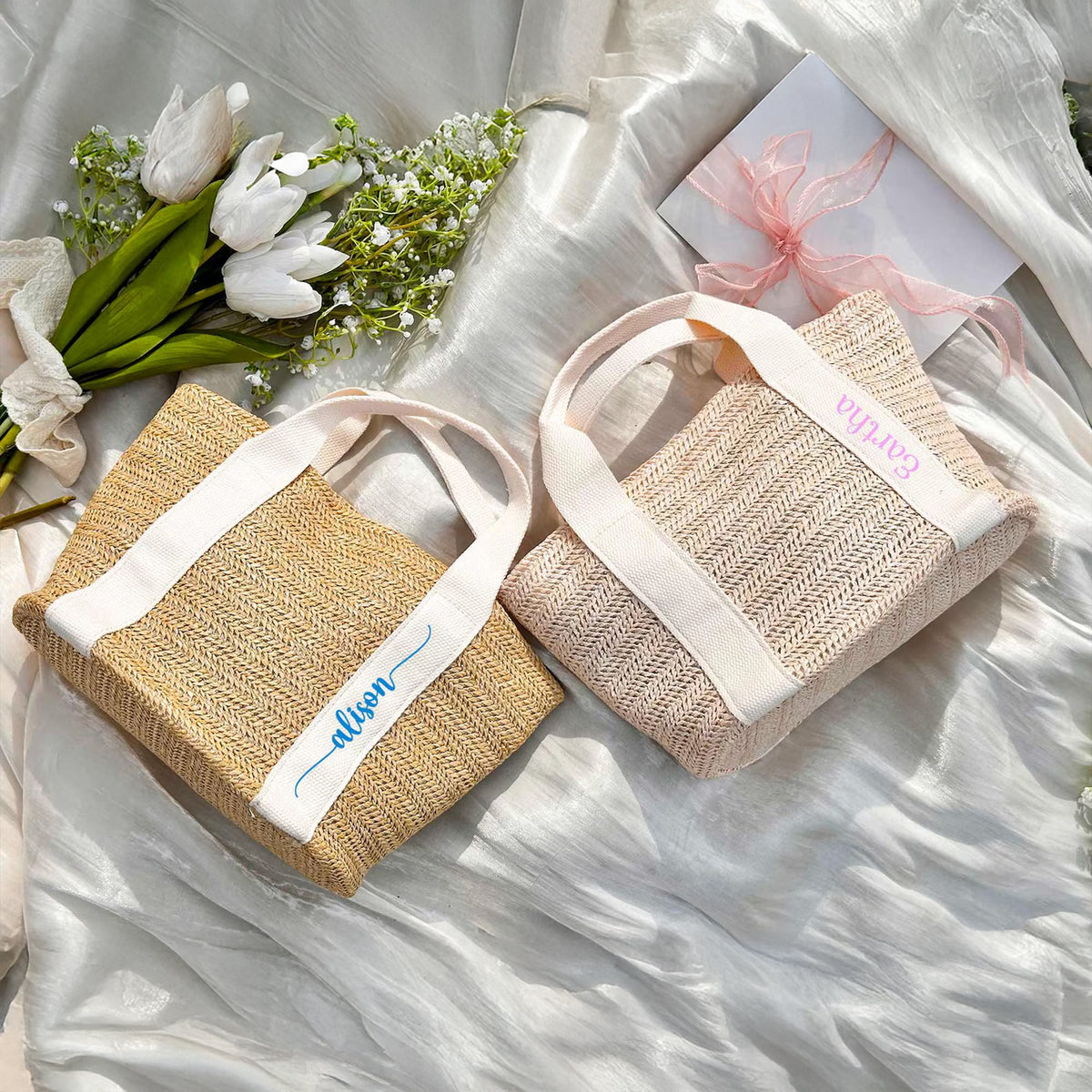 Custom Name Burlap Tote Bag - Summer Gift For Women, Mother's Day, Wife, Girlfriend HO82 902012